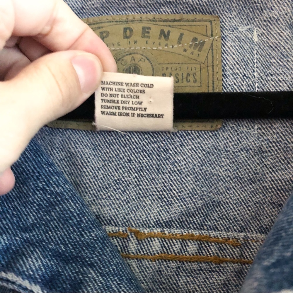 Vintage‎ Gap Denim Harley Davidson Patch Biker Jacket - Picture 6 of 9
